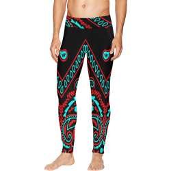 blue and red bandana paisley Men's All Over Print Leggings (Model L38)