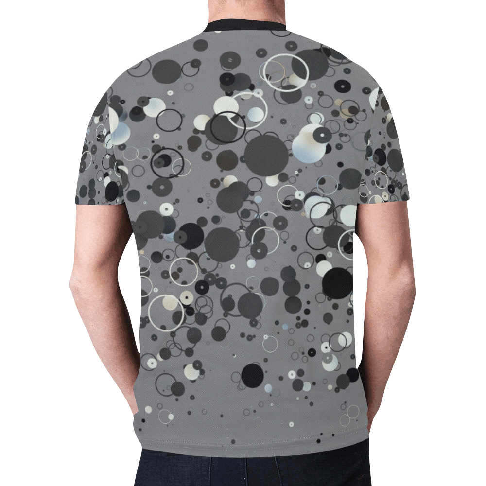 3D Circles and Dots (Gray/White/Black) New All Over Print T-shirt for Men (Model T45)