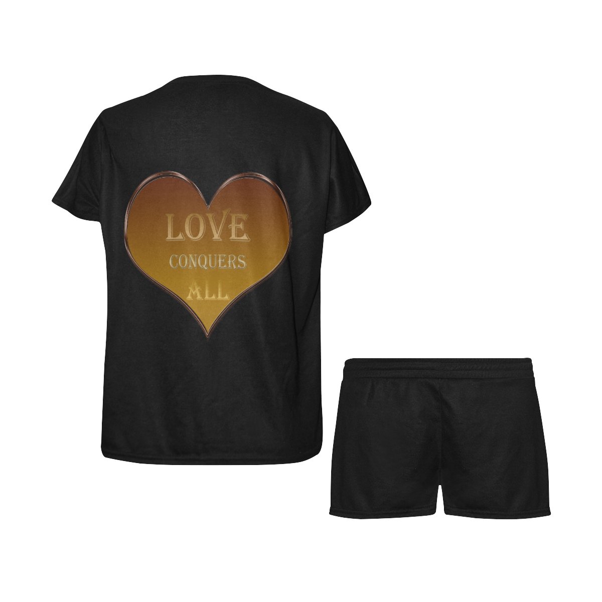 Love Conquers All Heart Women's Short Pajama Set