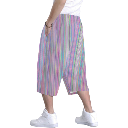Broken TV rainbow stripe Men's All Over Print Baggy Shorts (Model L37)