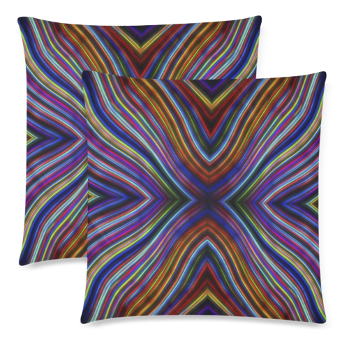Wild Wavy X Lines 36 Custom Zippered Pillow Cases 18"x 18" (Twin Sides) (Set of 2)