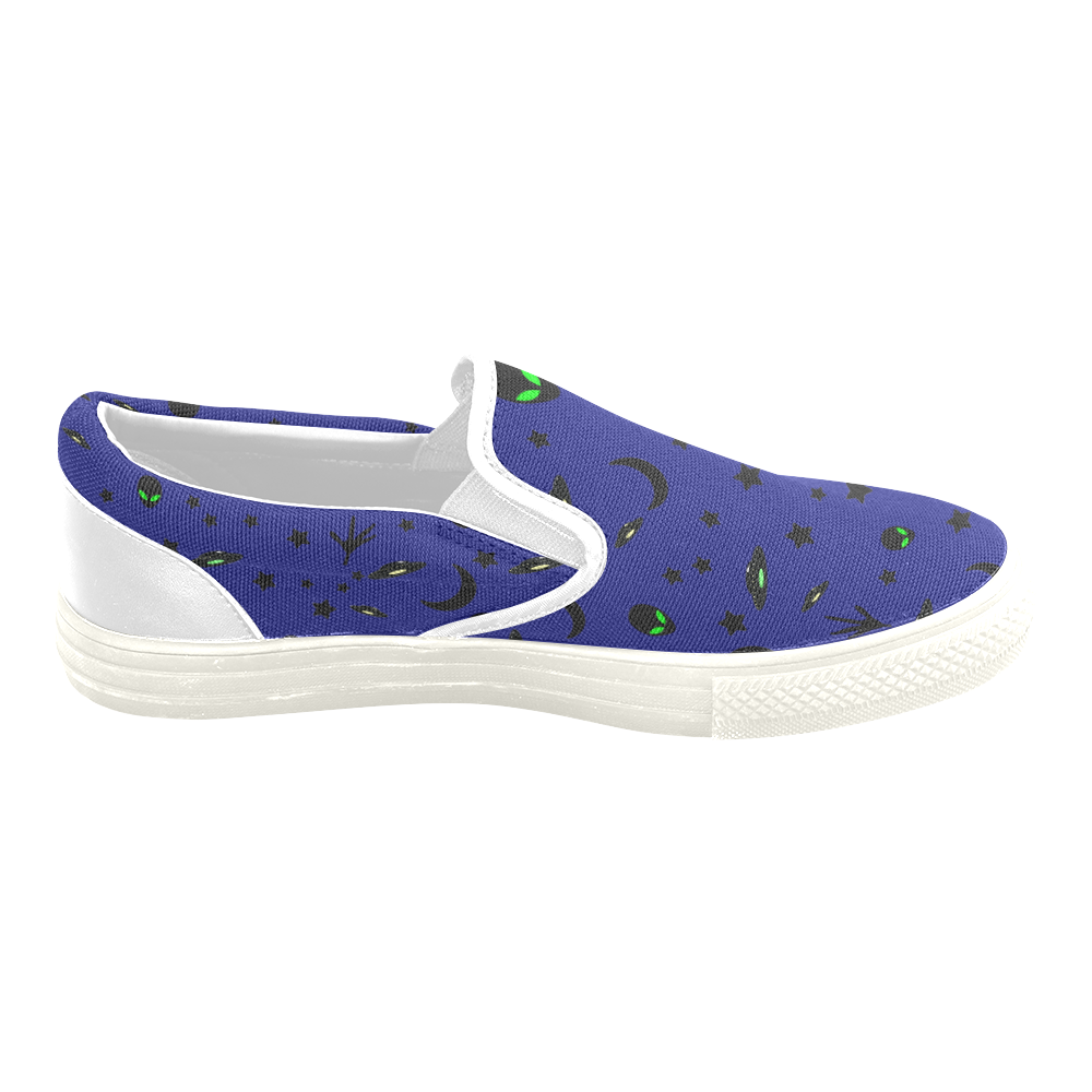 Alien Flying Saucers Stars Pattern Slip-on Canvas Shoes for Kid (Model 019)