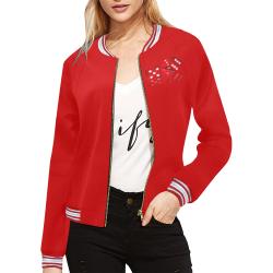 Las Vegas Craps Dice on Red All Over Print Bomber Jacket for Women (Model H21)