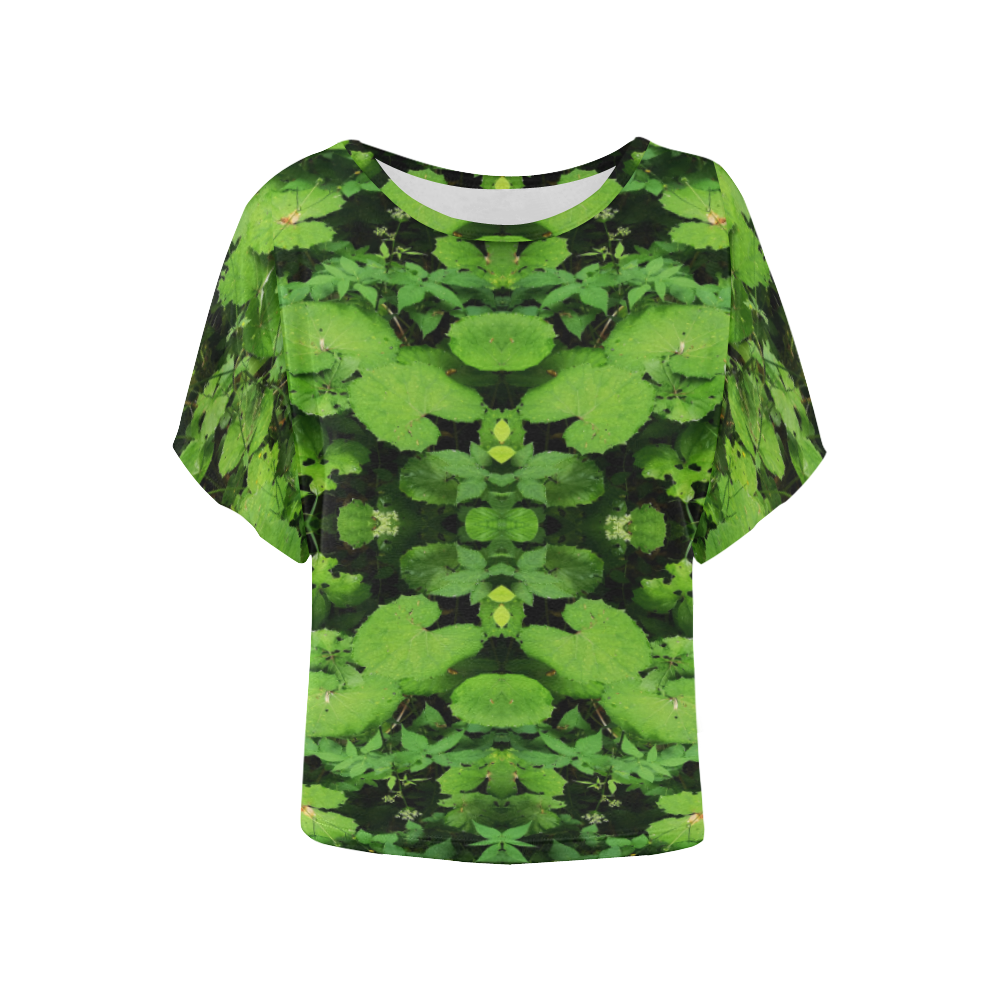 the green x Women's Batwing-Sleeved Blouse T shirt (Model T44)