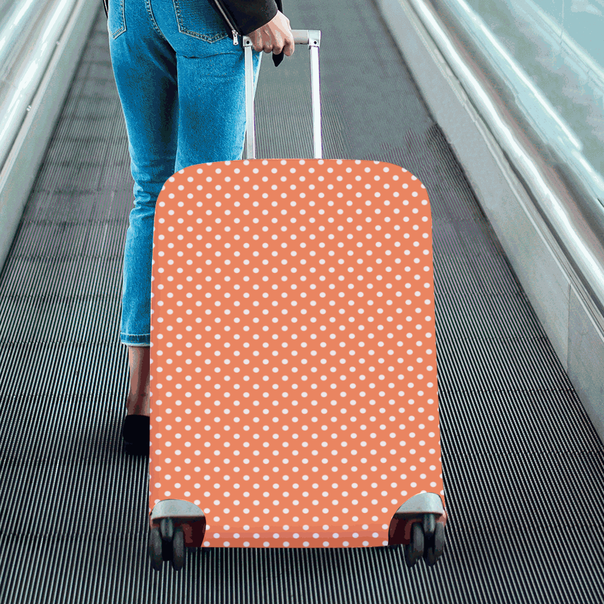 Appricot polka dots Luggage Cover/Large 26"-28"