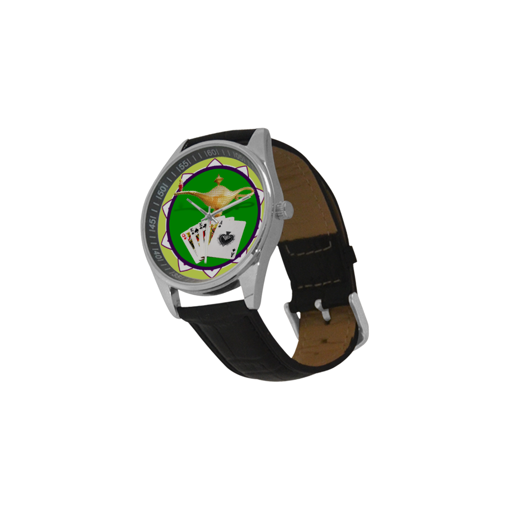 LasVegasIcons Poker Chip - Magic Lamp Men's Casual Leather Strap Watch(Model 211)
