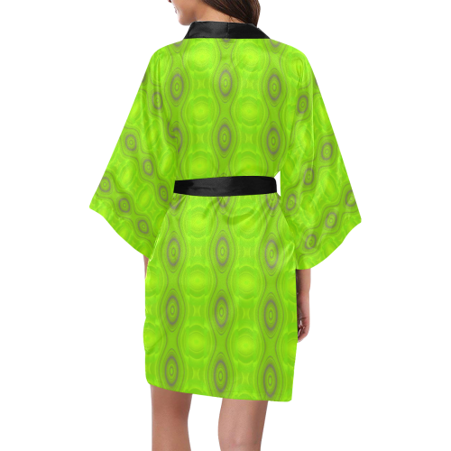 Abstract Green Retro Kimono Robe