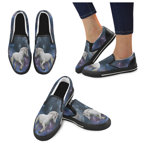 Unicorn and Space Slip-on Canvas Shoes for Kid (Model 019)