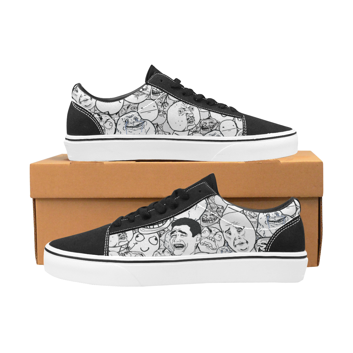 skate memes002 Men's Low Top Skateboarding Shoes (Model E001-2)