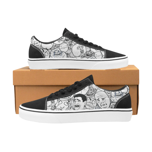 skate memes002 Men's Low Top Skateboarding Shoes (Model E001-2)