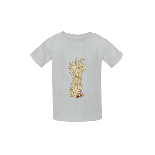 Autumn Chipmunk And Haystack Grey Kid's  Classic T-shirt (Model T22)