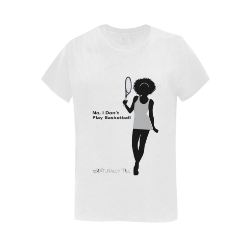 I Play Tennis w/Logo White Women's T-Shirt in USA Size (Two Sides Printing)