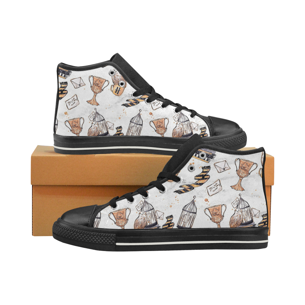 Hufflepuff High Top Canvas Shoes for Kid (Model 017)
