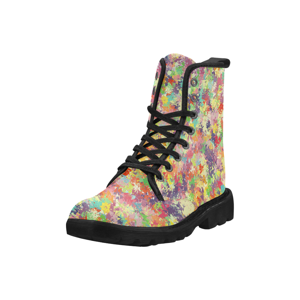 colorful pattern Martin Boots for Women (Black) (Model 1203H)