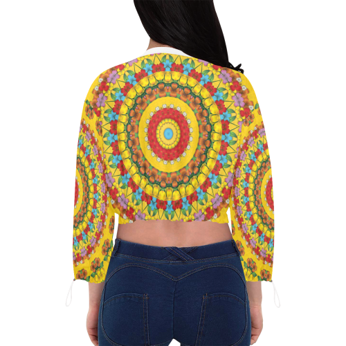Blooming mandala Cropped Chiffon Jacket for Women (Model H30)