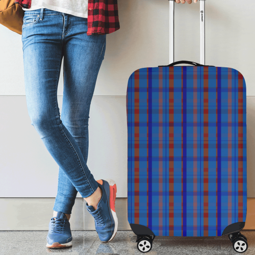 Royal Blue plaid style Luggage Cover/Medium 22"-25"