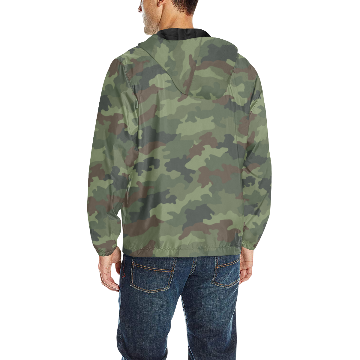 All Over Print Quilted Windbreaker for Men (Model H35)