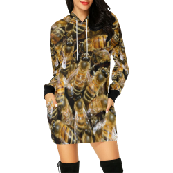 HONEY BEES All Over Print Hoodie Mini Dress (Model H27)