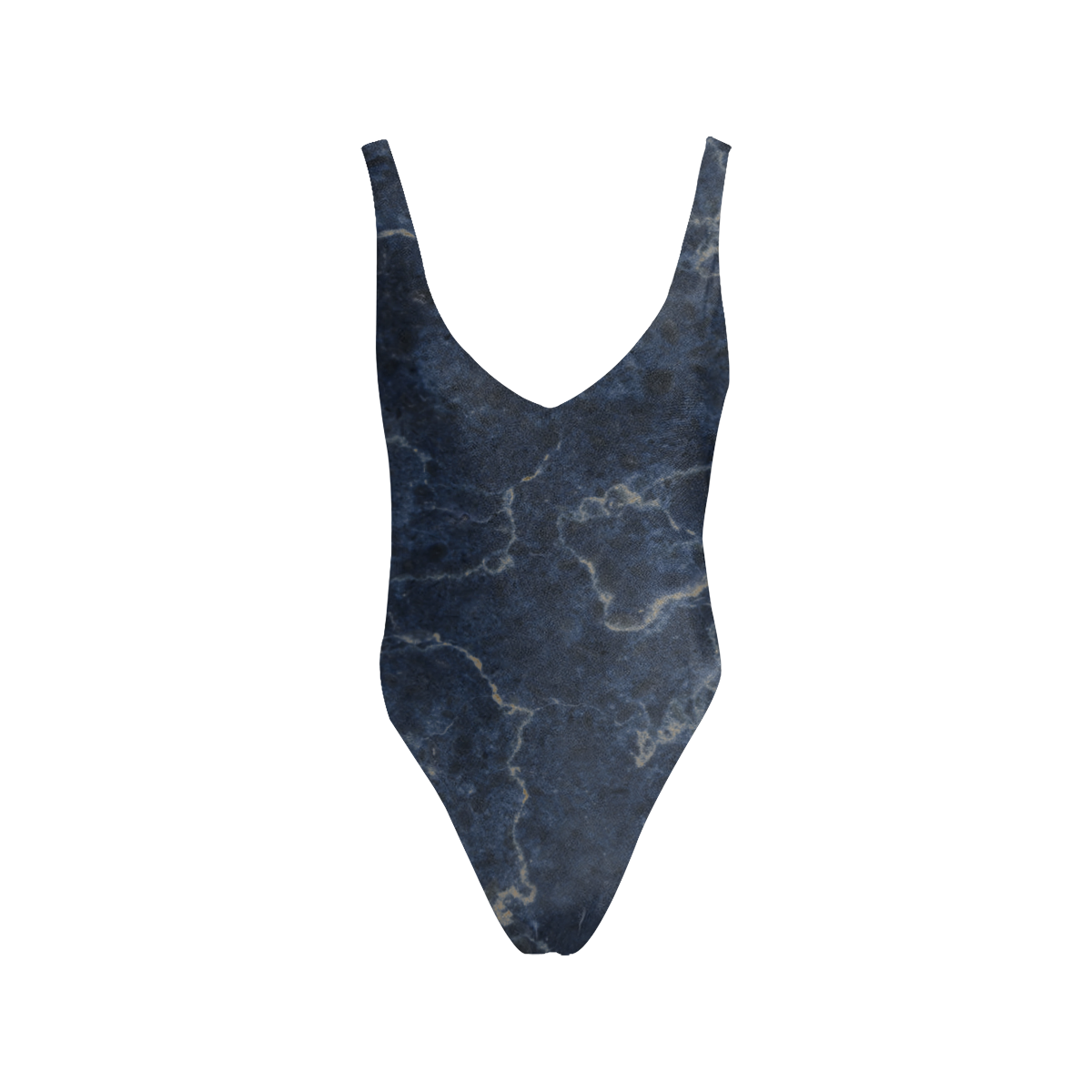 Marble Blue Sexy Low Back One-Piece Swimsuit (Model S09)