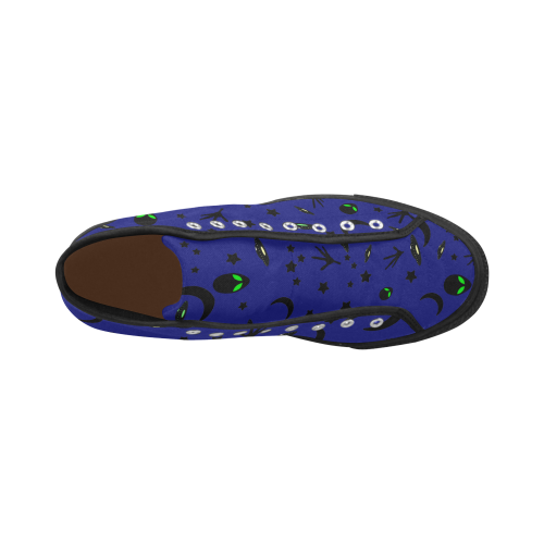 Alien Flying Saucers Stars Pattern on Blue Vancouver H Men's Canvas Shoes/Large (1013-1)