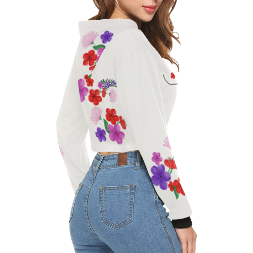 FLOWER BOOBS All Over Print Crop Hoodie for Women (Model H22)