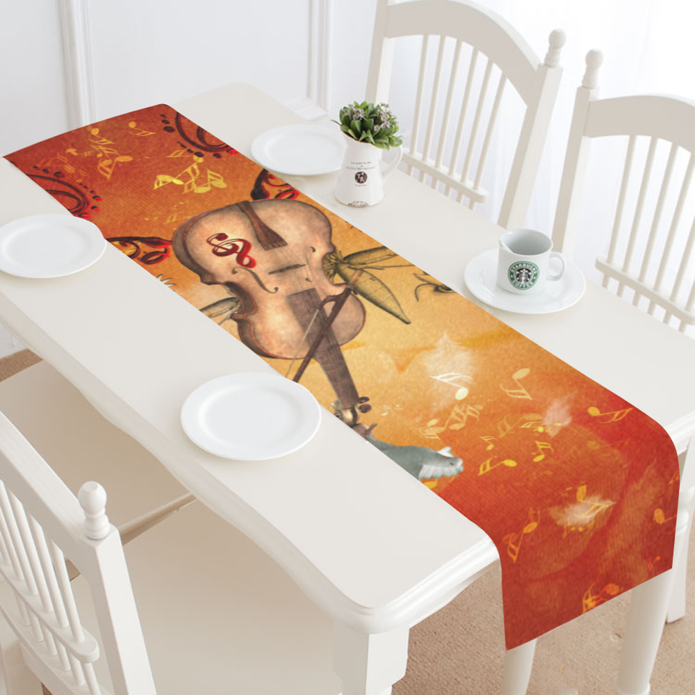 Music, violin with dove Table Runner 14x72 inch