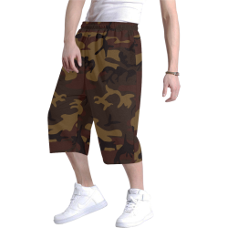 Camo Dark Brown Men's All Over Print Baggy Shorts (Model L37)
