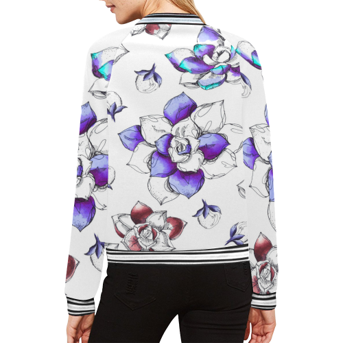 floral n All Over Print Bomber Jacket for Women (Model H21)