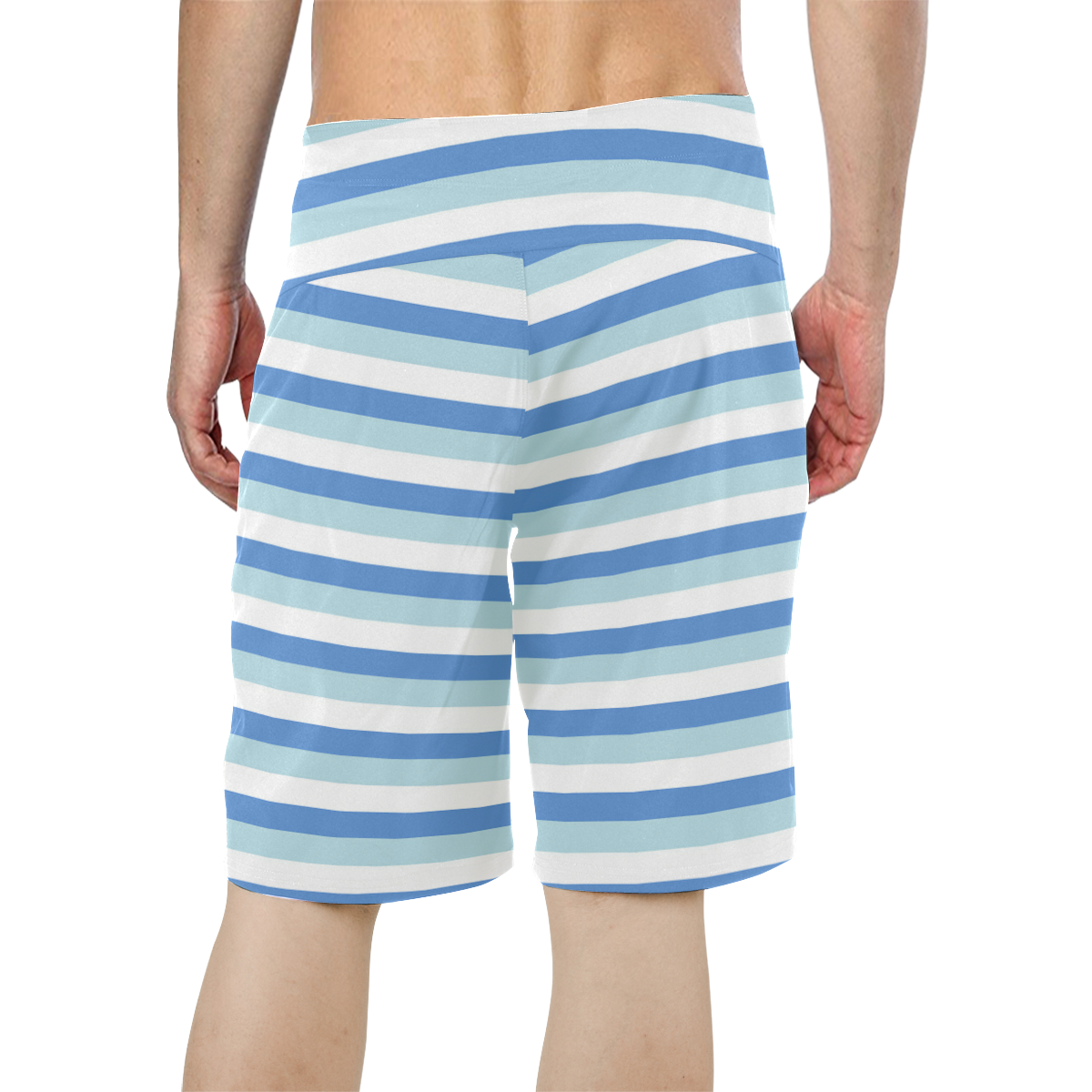 Blue Stripes Men's All Over Print Board Shorts (Model L16)