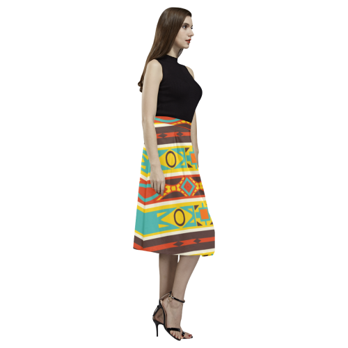Ovals rhombus and squares Aoede Crepe Skirt (Model D16)
