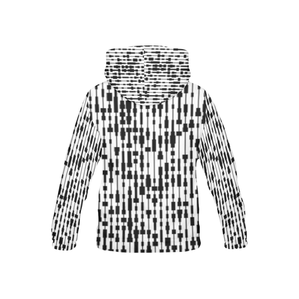 weird block design black and white all over print hoodie for kids All Over Print Hoodie for Kid (USA Size) (Model H13)