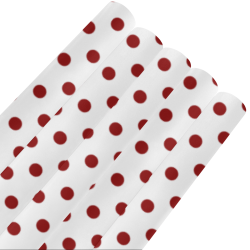 Red Polka Dots on White Gift Wrapping Paper 58"x 23" (5 Rolls)