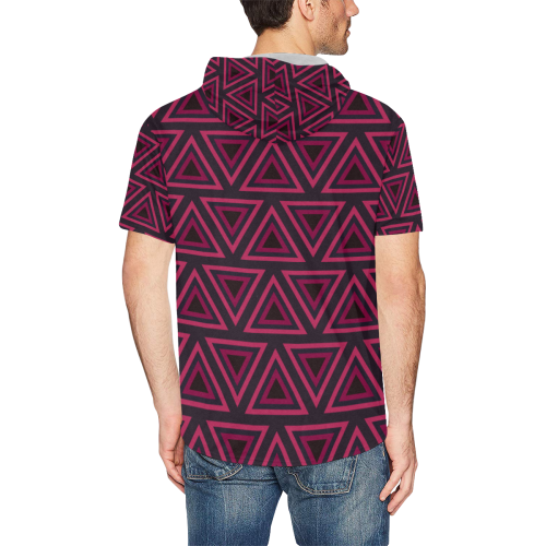 Tribal Ethnic Triangles All Over Print Short Sleeve Hoodie for Men (Model H32)