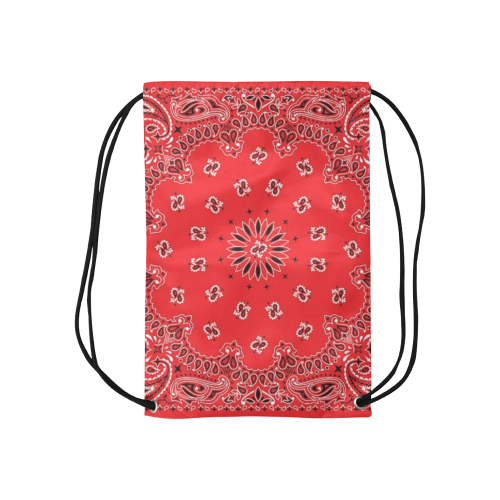 KERCHIEF PATTERN RED Small Drawstring Bag Model 1604 (Twin Sides) 11"(W) * 17.7"(H)