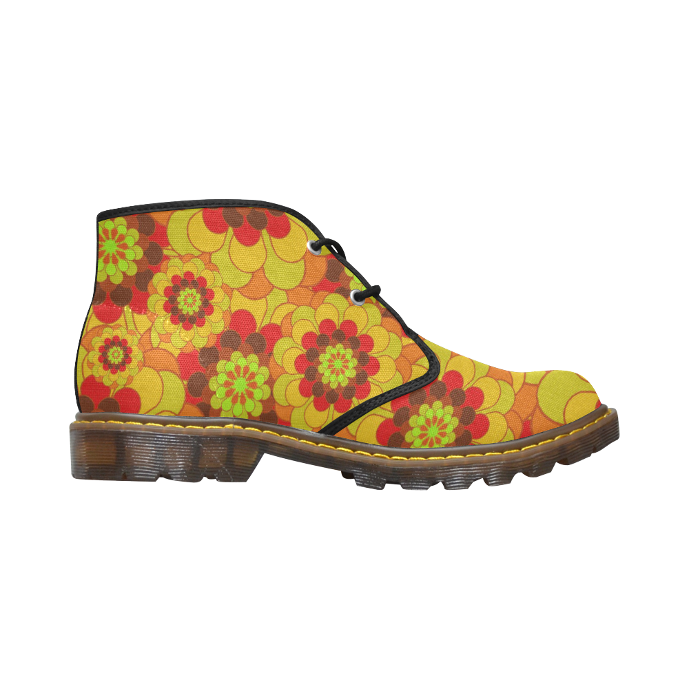 FLORAL DESIGN 9 Women's Canvas Mid-Top Boots (Model 2402-1)