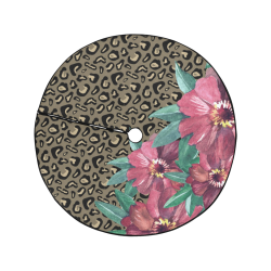 Cheetah and Watercolor Flowers Christmas Tree Skirt 47" x 47"