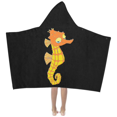 Sassy Seahorse Black Kids' Hooded Bath Towels