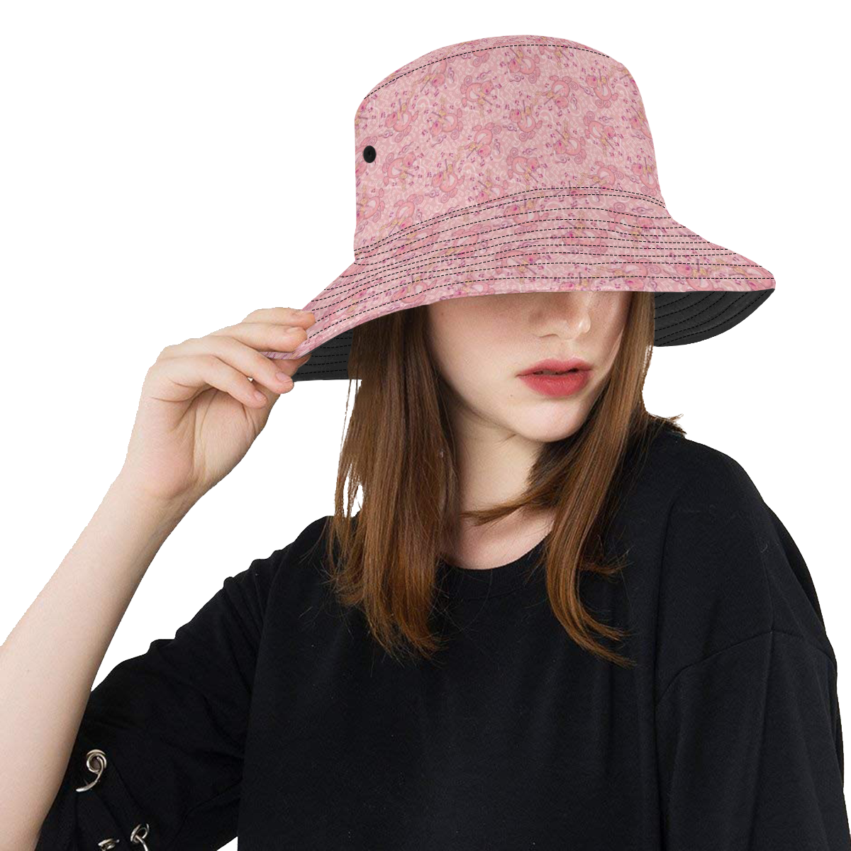 Cat with Violin Pattern All Over Print Bucket Hat