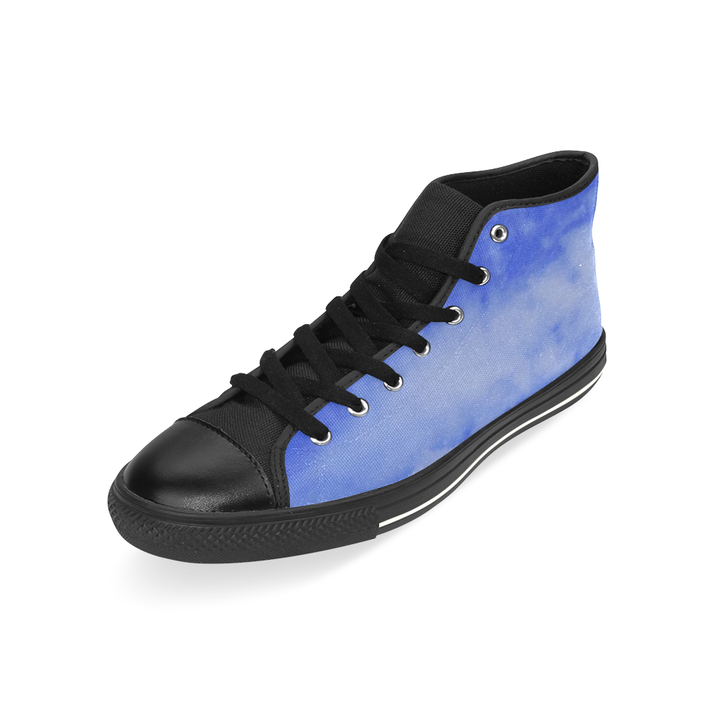 Blue Clouds High Top Canvas Shoes for Kid (Model 017)