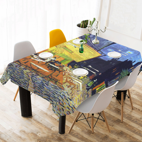 Vincent Willem van Gogh - Cafe Terrace at Night Cotton Linen Tablecloth 60"x 104"