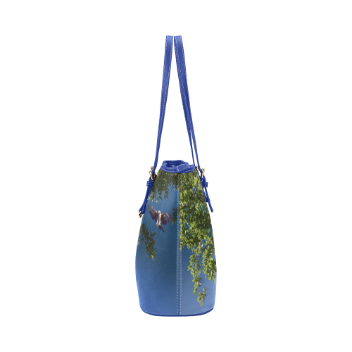 Tree Birds Leather Tote Bag/Large (Model 1651)