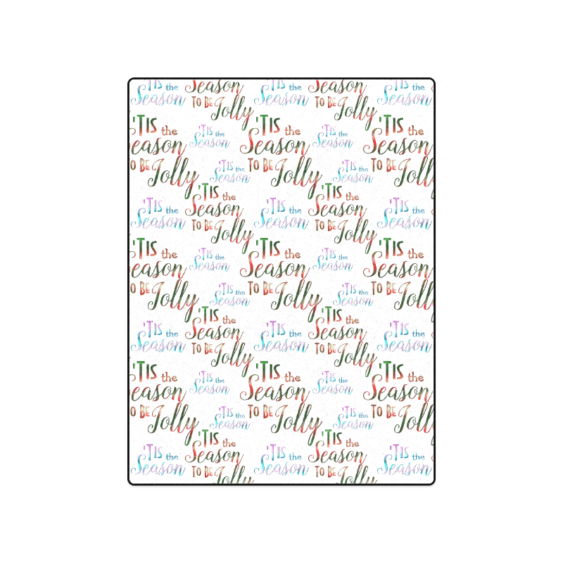 Christmas 'Tis The Season Pattern on White Blanket 50"x60"