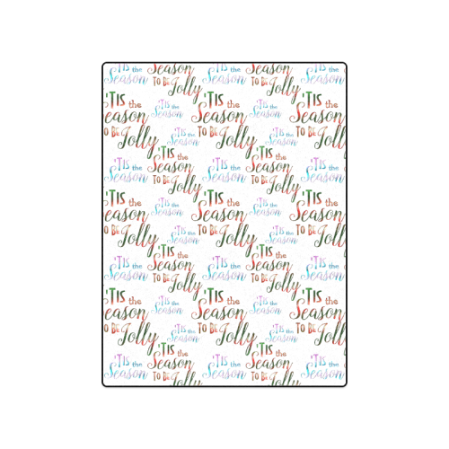 Christmas 'Tis The Season Pattern on White Blanket 50"x60"