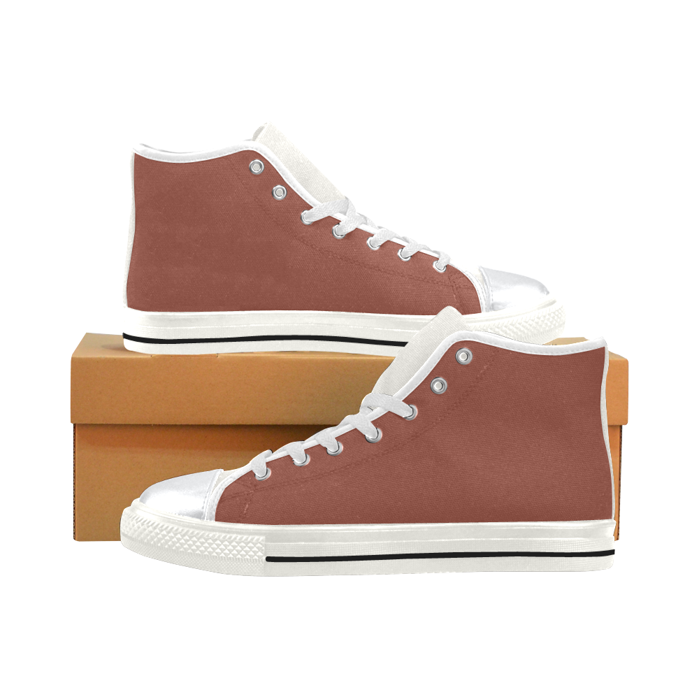 color chestnut High Top Canvas Shoes for Kid (Model 017)