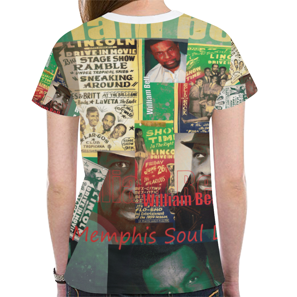 William Bell Collage 1 New All Over Print T-shirt for Women (Model T45)