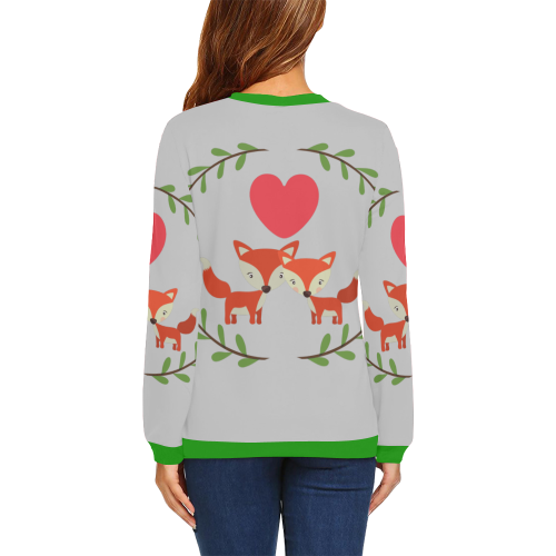 Light Grey foxes All Over Print Crewneck Sweatshirt for Women (Model H18)