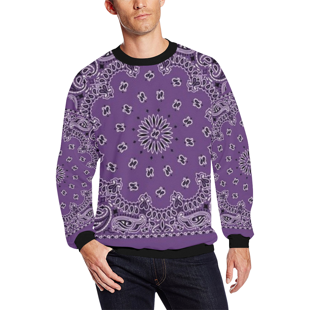 KERCHIEF PATTERN PURPLE All Over Print Crewneck Sweatshirt for Men/Large (Model H18)
