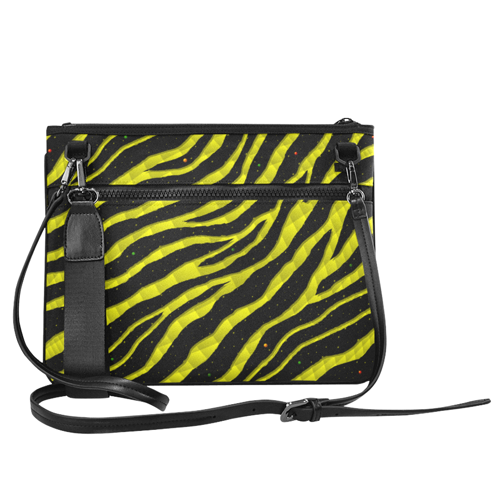 Ripped SpaceTime Stripes - Yellow Slim Clutch Bag (Model 1668)