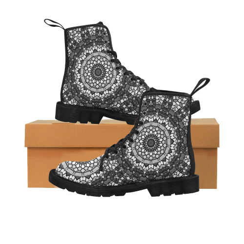Monochrome mosaic AA Martin Boots for Women (Black) (Model 1203H)
