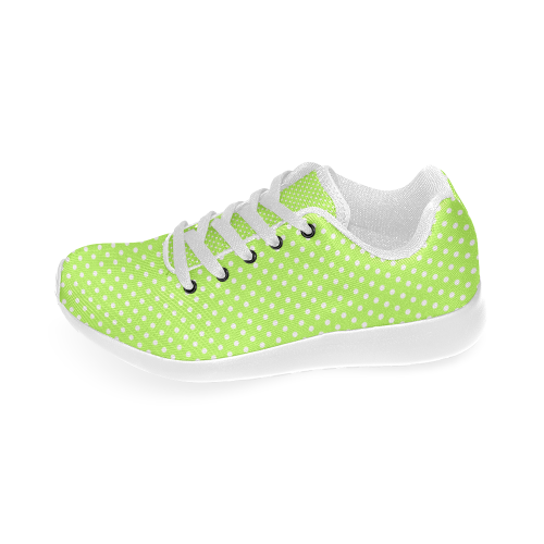 Mint green polka dots Kid's Running Shoes (Model 020)